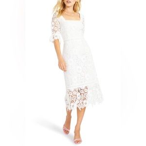 BB DAKOTA *NWT* ‘Did It My Way’ Lace Midi Dress, size 0, ivory/white